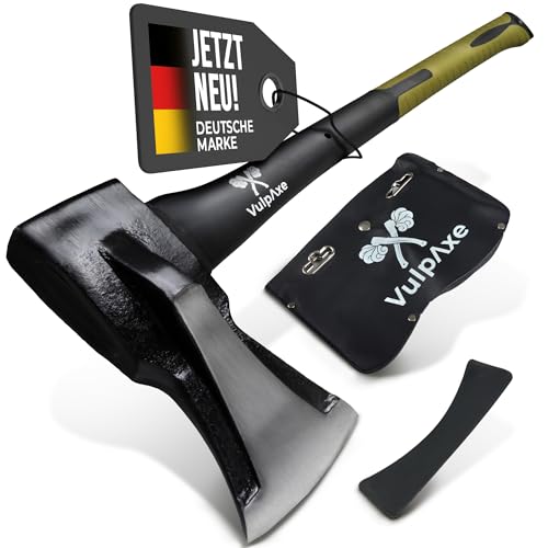 VULPAXE Spaltaxt 2kg 68cm – Profi Axt & Beil mit Carbonstahl-Klinge – Spalthammer für Holz Spalten – Glasfaserverstärkter gummierter Griff von Generisch