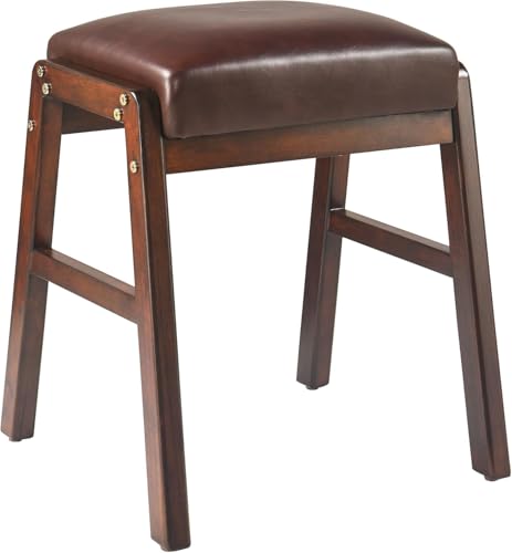 Vanity Bank Hocker mit Polstersitz und Holzbeinen für Wohnzimmer, Esszimmer, Eingangsbereich Vanity Bank Hocker mit Polstersitz und Holzbeinen für Wohnzimmer, Esszimmer, Eingangsbereich von Generisch