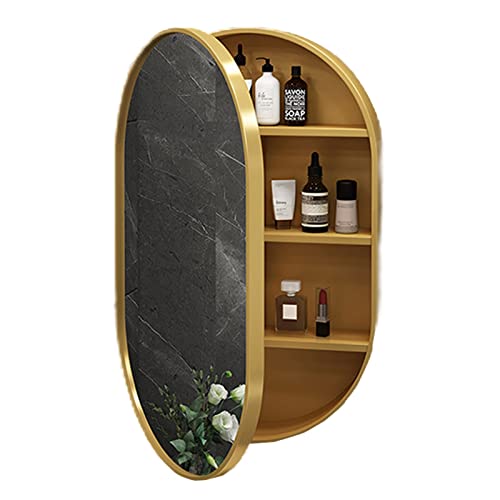 Vanity Mirrors Medizinschrank, oval, zur Befestigung an der Wand, aus Holz, Spiegelschrank mit Licht von Generisch