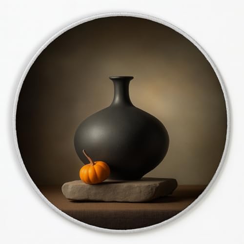 Vase Runder Teppich 120 cm Warmes Taupe Schlafzimmer, Kürbis Minimalistisch Zen Super Weich Fußmatte für Eingang Kuschelig Vase Runder Teppich 120 cm Warmes Taupe Schlafzimmer, Kürbis Minimalistisch Zen Super Weich Fußmatte für Eingang Kuschelig von Generisch