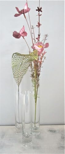 Vase aus Glas (Röhrenvase) Glasvase 3 Stück schmale Vasen (ohne Deko) von Generisch