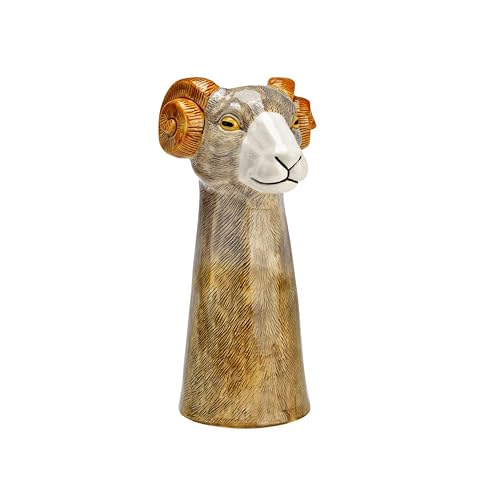 Vase aus Keramik Tierform Tierkopf Widder 30 cm hoch Blumenvase Büste Kopf von Generisch