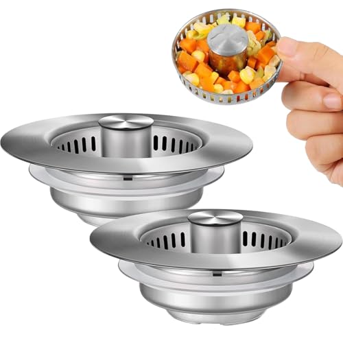 Verbessertes 3-in-1-Abflusssieb für die Küchenspüle, 2er-Set 3-in-1 Abflusssieb & Waschbeckenstöpsel – für Küchenspüle Ø 7,5–8,7 cm – Edelstahl mit Sieb & Lebensmittelauffang – Tiefe > 40 mm (2 Stück) Verbessertes 3-in-1-Abflusssieb für die Küchenspüle, 2er-Set 3-in-1 Abflusssieb & Waschbeckenstöpsel – für Küchenspüle Ø 7,5–8,7 cm – Edelstahl mit Sieb & Lebensmittelauffang – Tiefe > 40 mm (2 Stück) von Generisch