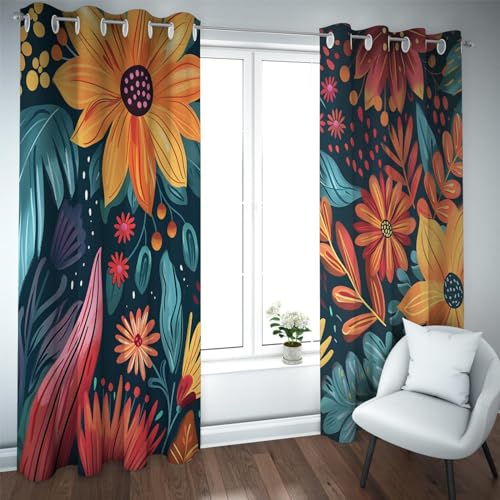 Verdunkelungsvorhänge, Raumverdunkelungsvorhänge, Pflanzenkunst-Design, winddicht, exotischer Stil für Home Office, 2 Paneele Verdunkelungsvorhänge, Raumverdunkelungsvorhänge, Pflanzenkunst-Design, winddicht, exotischer Stil für Home Office, 2 Paneele von Generisch