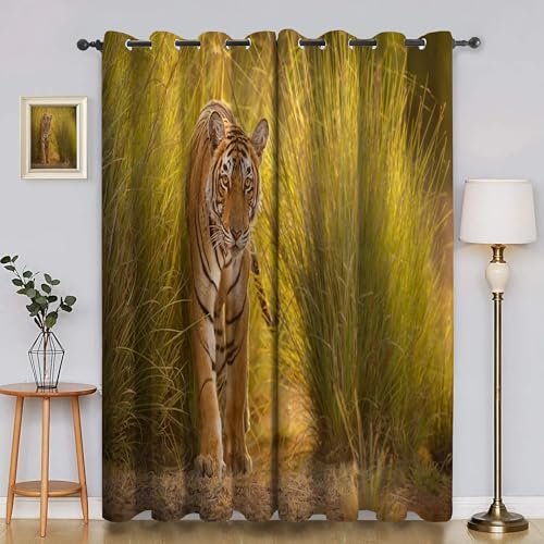 Verdunklungsvorhänge Tier, Vorhang Blickdicht Bengalischer Tiger Vorhänge mit öSen 2er Set für Schlafzimmer Kinderzimmer, Deko Gardinen Wohnzimmer - B132 x H160 cm aA531 Verdunklungsvorhänge Tier, Vorhang Blickdicht Bengalischer Tiger Vorhänge mit öSen 2er Set für Schlafzimmer Kinderzimmer, Deko Gardinen Wohnzimmer - B132 x H160 cm aA531 von Generisch