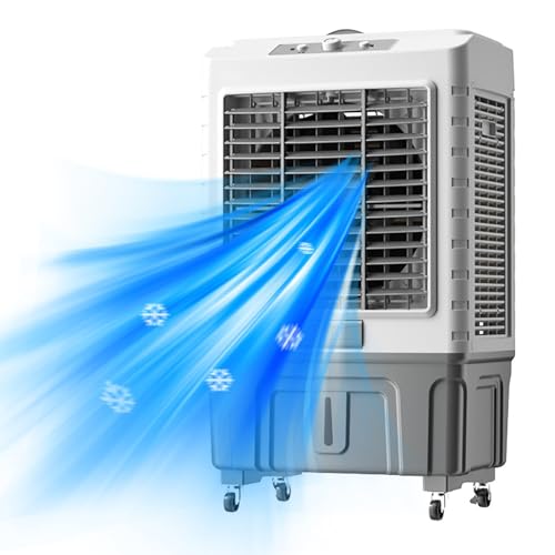 Verdunstungsluftkühler Ventilator, 120° Oszillierend, 3-in-1-Klimaanlage, 55L Wassertank, 3-Gang-tragbarer Sumpfkühler von Generisch