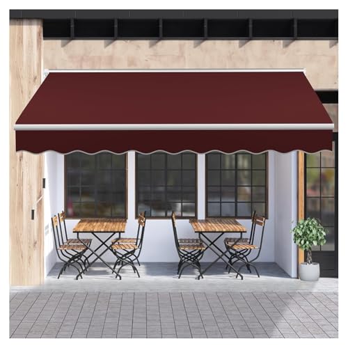 Versenkbare Markise Terrassenüberdachung mit manueller Kurbel aus wasserabweisendem Polyester für den Außenbereich, geeignet für Balkon und Hof von Generisch
