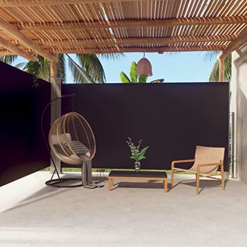 Versenkbare Trennwand Außen 200x600 cm - UV Schutz Seitenmarkise für Terrasse & Balkon - automatisch aufrollbar schwarz Stoff Sichtschutz Trennwand von Generisch