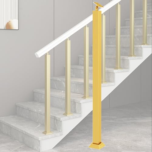 Verstellbare 0 ° - 270 ° Eisen-Handlaufpfosten, 10-teiliges Set für Treppengeländer im Innenbereich, goldfarbenes Finish, perfekt für Betonstufen – 85 cm Höhe von Generisch
