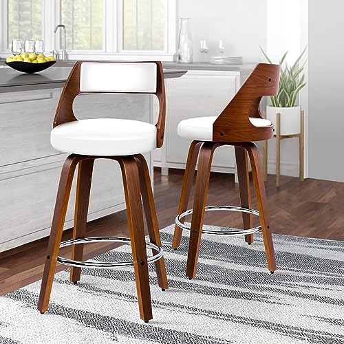 Verstellbare Barhocker 2er Set, PU-Leder Drehstuhl Küchenstühle mit Rückenlehne & Fußstütze, 360° drehbar für Esszimmer & Pub Bar Arbeitsplatten Eden Serie Weiß Verstellbare Barhocker 2er Set, PU-Leder Drehstuhl Küchenstühle mit Rückenlehne & Fußstütze, 360° drehbar für Esszimmer & Pub Bar Arbeitsplatten Eden Serie Weiß von Generisch