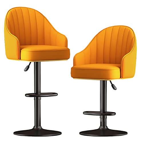 Verstellbare Barhocker 2er Set mit Rückenlehne 360 Grad Drehsitz Hohe Thekenhöhe Stühle für Kücheninsel Modernes Design in Orange Grau Blau und Schwarz von Generisch