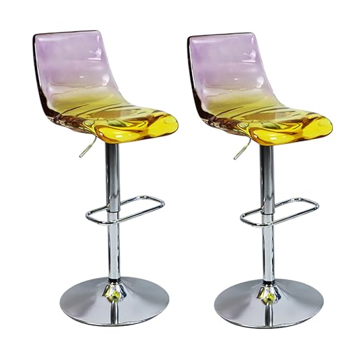 Verstellbare Barhocker-Set mit Rückenlehne und Fußstütze, transparentes Kunstharz, Küchenthekenstühle für Esskomfort von Generisch