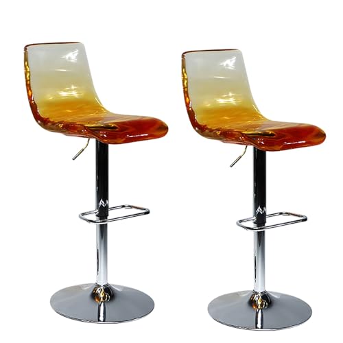 Verstellbare Barhocker-Set mit Rückenlehne und Fußstütze, transparentes Kunstharz, Küchenthekenstühle für Esskomfort von Generisch