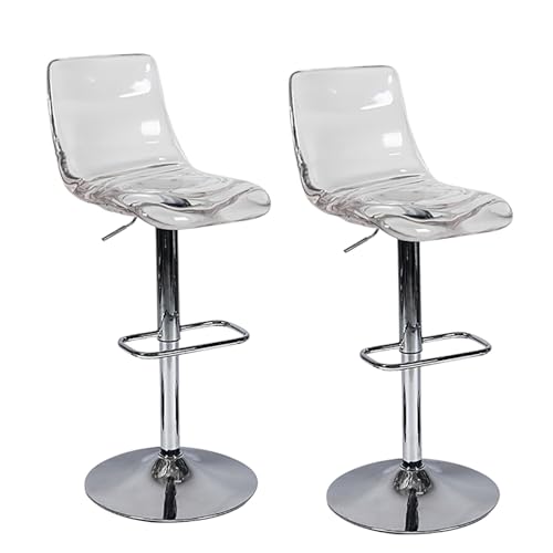 Verstellbare Barhocker-Set mit Rückenlehne und Fußstütze, transparentes Kunstharz, Küchenthekenstühle für Esskomfort von Generisch