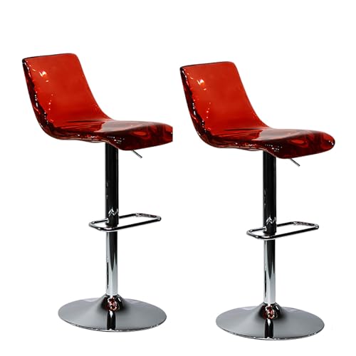 Verstellbare Barhocker-Set mit Rückenlehne und Fußstütze, transparentes Kunstharz, Küchenthekenstühle für Esskomfort von Generisch