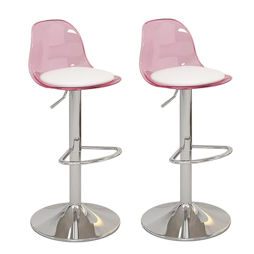 Verstellbare Barhocker aus Acryl, 2er-Set – modische Drehstühle aus PU-Leder mit Acryl-Rückenlehne für Küche & Zuhause – moderne Barmöbel von Generisch
