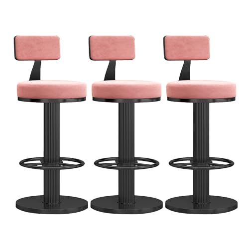 Verstellbare Barhocker aus Samt – stilvolle Thekenhöhe Stühle für Hausbar, Kücheninsel, Esszimmer – schickes und komfortables Design, 3er-Set von Generisch