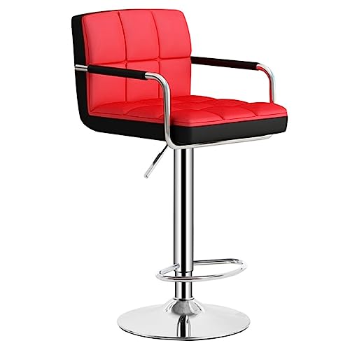 Verstellbare Barhocker aus rotem Leder, Thekenhöhe, Küchen-Esszimmerstühle mit Armlehnen und Rückenstütze modernes Frühstücks-Barhocker-Set Verstellbare Barhocker aus rotem Leder, Thekenhöhe, Küchen-Esszimmerstühle mit Armlehnen und Rückenstütze modernes Frühstücks-Barhocker-Set von Generisch