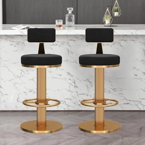 Verstellbare Barhocker mit Drehgelenk, 2er-Set, robuste Hochstühle mit niedriger Rückenlehne und Fußstütze für Kücheninsel oder Esszimmer Verstellbare Barhocker mit Drehgelenk, 2er-Set, robuste Hochstühle mit niedriger Rückenlehne und Fußstütze für Kücheninsel oder Esszimmer von Generisch