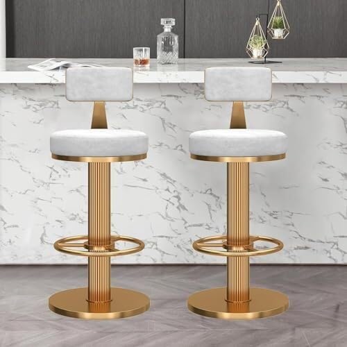 Verstellbare Barhocker mit Drehgelenk, 2er-Set, robuste Hochstühle mit niedriger Rückenlehne und Fußstütze für Kücheninsel oder Esszimmer Verstellbare Barhocker mit Drehgelenk, 2er-Set, robuste Hochstühle mit niedriger Rückenlehne und Fußstütze für Kücheninsel oder Esszimmer von Generisch