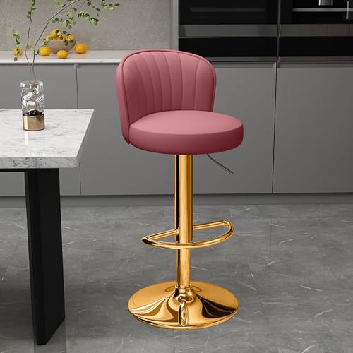 Verstellbare Barhocker mit Drehgelenk, bequeme gepolsterte Armlehnenstühle mit Rückenlehne und Fußstütze für Esszimmer und Wohnzimmer, Veranstaltungen (Gold & Hellviolett) von Generisch