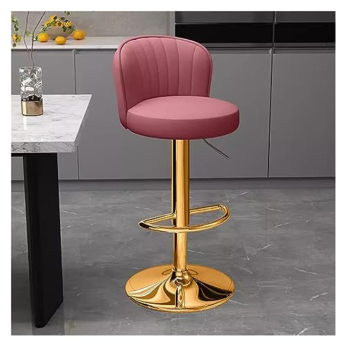 Verstellbare Barhocker mit Fußstütze und Rückenlehne, PU-Leder, goldfarbene Basis, moderne Thekenhocker für Kücheninseln und Frühstücksbars, 2er-Set Verstellbare Barhocker mit Fußstütze und Rückenlehne, PU-Leder, goldfarbene Basis, moderne Thekenhocker für Kücheninseln und Frühstücksbars, 2er-Set von Generisch