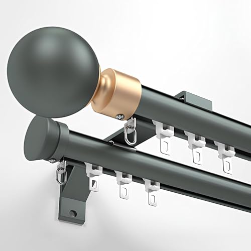 Verstellbare Doppel-Gardinenstangen-Set, langlebige Aluminiumlegierung für elegante Heimdekoration, perfekt für Wohnzimmer und Schlafzimmer, Raumteiler Verstellbare Doppel-Gardinenstangen-Set, langlebige Aluminiumlegierung für elegante Heimdekoration, perfekt für Wohnzimmer und Schlafzimmer, Raumteiler von Generisch