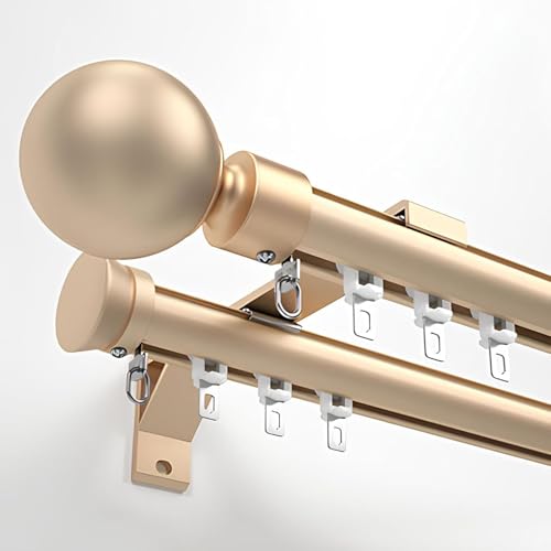 Verstellbare Doppel-Gardinenstangen-Set, langlebige Aluminiumlegierung für elegante Heimdekoration, perfekt für Wohnzimmer und Schlafzimmer, Raumteiler von Generisch
