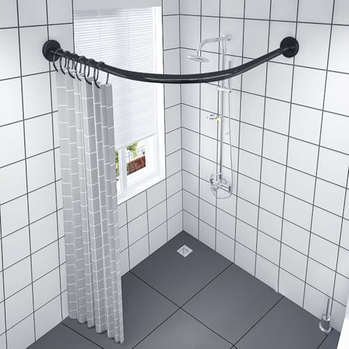Verstellbare L-förmige Eckduschstange, Edelstahl U-Form Gardinenstange für Badewanne, Balkon, Ankleidezimmer, platzsparende Lösung von Generisch