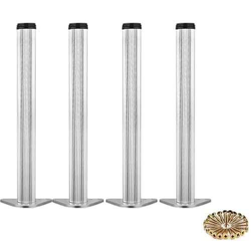 Verstellbare Möbelbeine aus Metall, 4 Stück, industrielle moderne Tischbeine, einziehbare Schreibtischfüße, zylindrisches Halter-Design, Silber, Größe 3 - perfekt für DIY-Projekte von Generisch