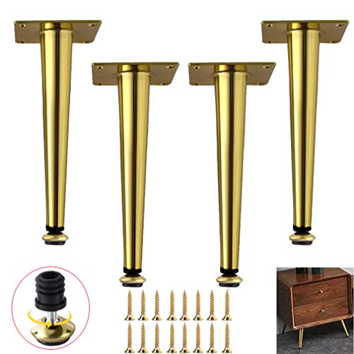 Verstellbare Möbelbeine aus goldfarbenem Metall, Sofa-Ersatzfüße, höhenverstellbar 0-1 cm, konisches gerades Design, 43,5 cm, TV-Ständerstützen, stilvolle Heimdekoration von Generisch