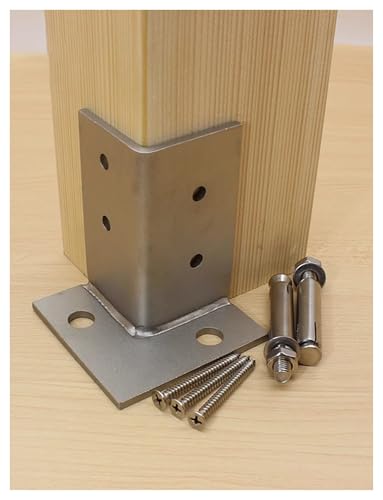 Verstellbare Pfostenbasis für Zaun und Pergola, Edelstahl-Stützständer mit langen Schrauben, langlebiger Deckgeländerhalter von Generisch