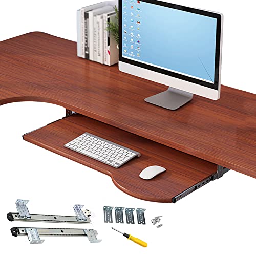 Verstellbare Schreibtischverlängerung mit verschiebbarer Tastaturschublade - Ergonomisches Mehrzweck-Tablett & Ablagefach - Höhenverstellbarer Halter/C-Teak/60x27cm Verstellbare Schreibtischverlängerung mit verschiebbarer Tastaturschublade - Ergonomisches Mehrzweck-Tablett & Ablagefach - Höhenverstellbarer Halter/C-Teak/60x27cm von Generisch