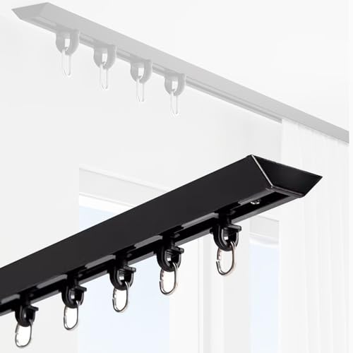 Verstellbare Spannung Duschvorhangstange Teleskopstange Robust für Badezimmer Einfache Installation Schwarz Selbstklebende Deckenschienen Vorhang Ra mit Endkappen & Haken, Platzsparendes Design Verstellbare Spannung Duschvorhangstange Teleskopstange Robust für Badezimmer Einfache Installation Schwarz Selbstklebende Deckenschienen Vorhang Ra mit Endkappen & Haken, Platzsparendes Design von Generisch