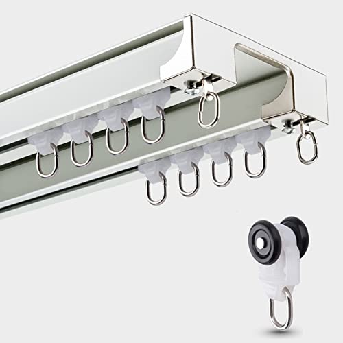 Verstellbare Teleskop-Duschvorhangstange, stabiles Deckenschienensystem mit Rollen und Endkappen, einfache Installation Verstellbare Teleskop-Duschvorhangstange, stabiles Deckenschienensystem mit Rollen und Endkappen, einfache Installation von Generisch