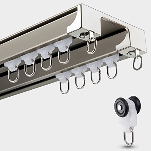 Verstellbare Teleskop-Duschvorhangstange, stabiles Deckenschienensystem mit Rollen und Endkappen, einfache Installation Verstellbare Teleskop-Duschvorhangstange, stabiles Deckenschienensystem mit Rollen und Endkappen, einfache Installation von Generisch