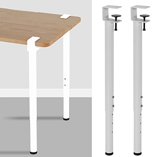 Verstellbare Tischbeine, F-förmig, 65–95 cm, Teleskop-Stützfüße für Bar, Schreibtisch, Werkbank, kein Bohren erforderlich (2 Stück, weiß) von Generisch