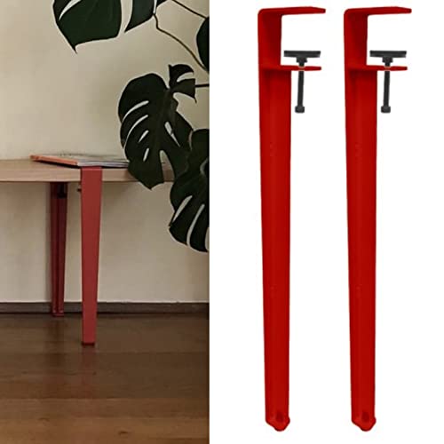 Verstellbare Tischbeine aus Eisen mit abnehmbarem F-Form-Design, kein Bohren, perfekt für Couchtische, Bänke oder Konsolenmöbel, 2er-Set (71 cm, Rot) von Generisch
