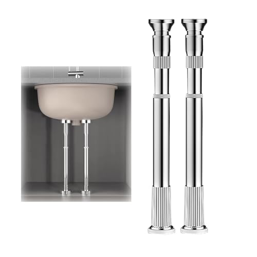 Verstellbare Unterbau-Spüle-Stützstangen aus Edelstahl, robuste Tragfähigkeit 144 kg, 2 Stück, Silber (60–90 cm) – perfekt für Küchenrenovierung von Generisch