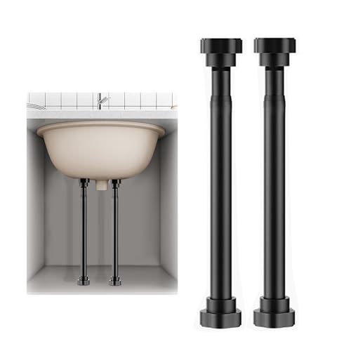 Verstellbare Unterbau-Waschbeckenstützbeine, Edelstahl-Klammern für die Installation unter der Spüle, maximale Traglast 144 kg, Schwarz (65–100 cm, 2 Stück) von Generisch