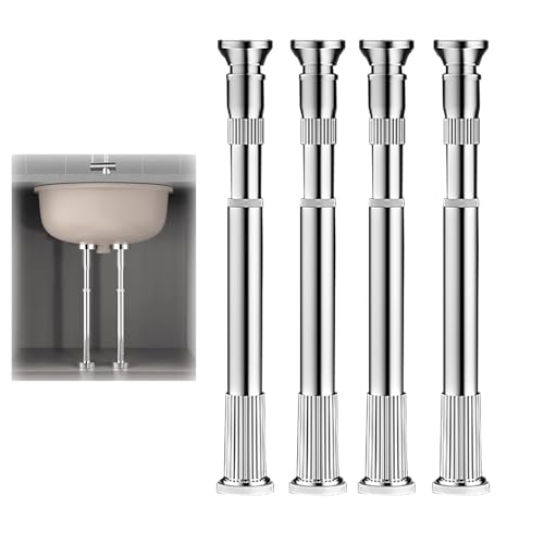 Verstellbare Unterbauspüle Stützstange Edelstahlbeine für Unterspüle Halterungen, hält bis zu 144 kg, Silber (50–70 cm), 4 Stück, perfekt für Küchenrenovierung von Generisch