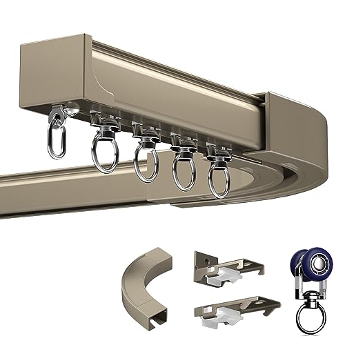 Verstellbare Vorhangschiene, Gleitschiene für gerade Fenster und Erkerfenster, Decken- oder Wandmontage, flexibles Vorhangsystem, perfekter Raumteiler, einfach zu verlängern oder zu schneiden von Generisch