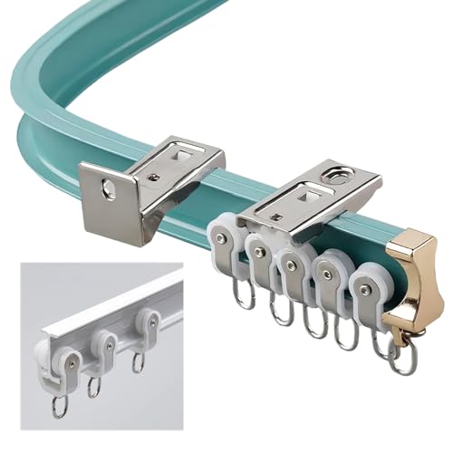 Verstellbare Vorhangschiene – einfach zu faltende Aluminium-Decken-/Wandhalterung, leichtgängig, mit leisen Rädern, flexible Vorhangschiene für nahtlose Installation und Bedienung Verstellbare Vorhangschiene – einfach zu faltende Aluminium-Decken-/Wandhalterung, leichtgängig, mit leisen Rädern, flexible Vorhangschiene für nahtlose Installation und Bedienung von Generisch