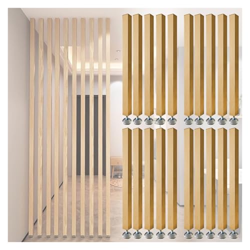 Verstellbare Wandtrennwand aus Holz – 4 bis 20 Stück Raumteiler, temporärer Sichtschutz für Studio, Wohnung & Wohnzimmer mit rutschfestem Fuß & Top Matte von Generisch