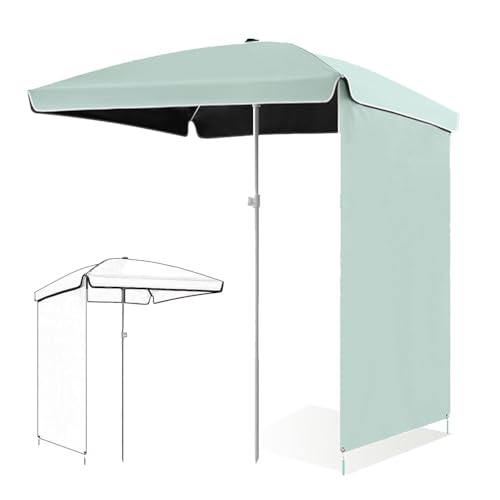 Verstellbarer 2 m Gartenschirm mit Seitenvorhang, 160 x 160 cm, Strand- und Terrassen-Sonnenschutz, perfekt für Deck, Balkon und Rasen (Cyan) von Generisch