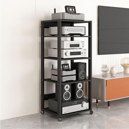 Verstellbarer AV-Media-Ständer mit Rädern, 5/6/7 Ebenen, robustes Eck-TV-Regal und Stereoanlage, Schrank für CD-Player, Verstärker und Heimkino-Komponenten Verstellbarer AV-Media-Ständer mit Rädern, 5/6/7 Ebenen, robustes Eck-TV-Regal und Stereoanlage, Schrank für CD-Player, Verstärker und Heimkino-Komponenten von Generisch