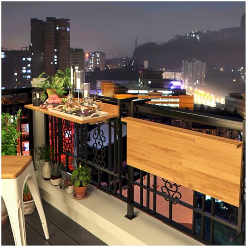Verstellbarer Balkon-Bartisch zum Aufhängen, einfache Installation, faltbarer Terrassentisch für Geländer, platzsparendes Design (38 x 90 cm) – ideal für das Leben im Freien von Generisch