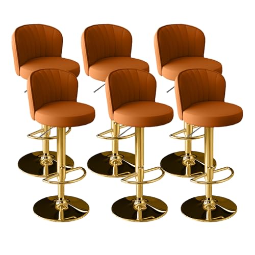 Verstellbarer Barhocker aus Leder mit Rückenlehne und Fußstütze für Kücheninsel oder Kneipe von Generisch