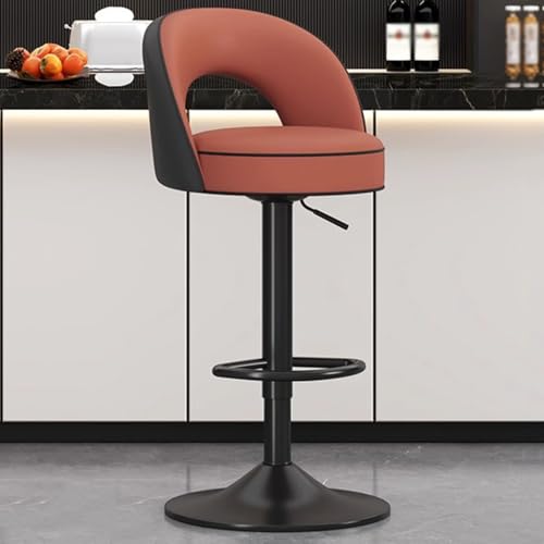 Verstellbarer Barhocker mit Drehgelenk, Kunstleder mit Armlehnen, hohle Rückenlehne und Fußstütze, Luftlift-Thekenhöhe für Küche, Esszimmer, Pub, Café von Generisch