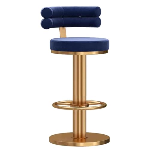 Verstellbarer Barhocker mit Rückenlehne, 65–80 cm Höhe, Fußstütze, runder Metallfuß, blauer Barstuhl für Küche und Zuhause, modernes Design, bequeme Sitzgelegenheit von Generisch